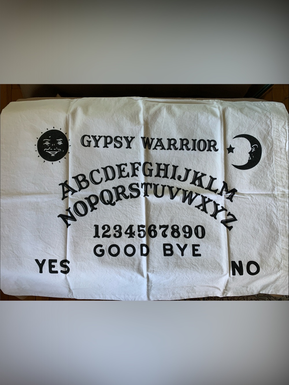 Gypsy Warrior White Pillow Sham with Black Ouija Graphic